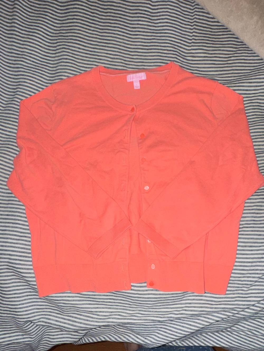 Lilly Pulitzer Coral Crewneck Button-Front Cardigan